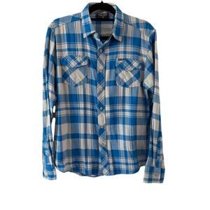 Zoo York Men’s Blue Plaid Flannel Shirt Lightweight Size Medium Preppy Classic
